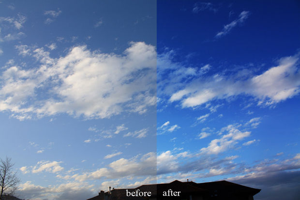 Blue sky before and after