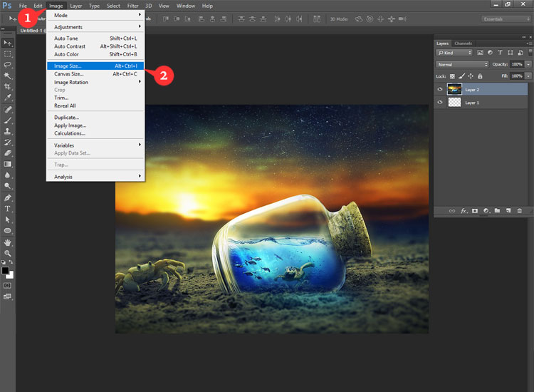 Screenshot of Resizing Image using Photoshop