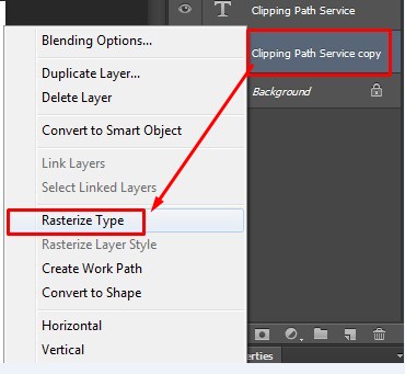 Select Rasterize Type for the copy Layer