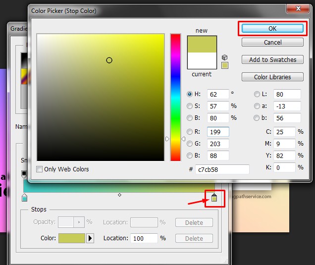 Showing color picking of right side Stop
