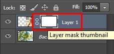 Layer mask thumbnail with a chain beside it