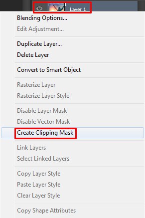 Choosing Create Clipping Mask to have the effect