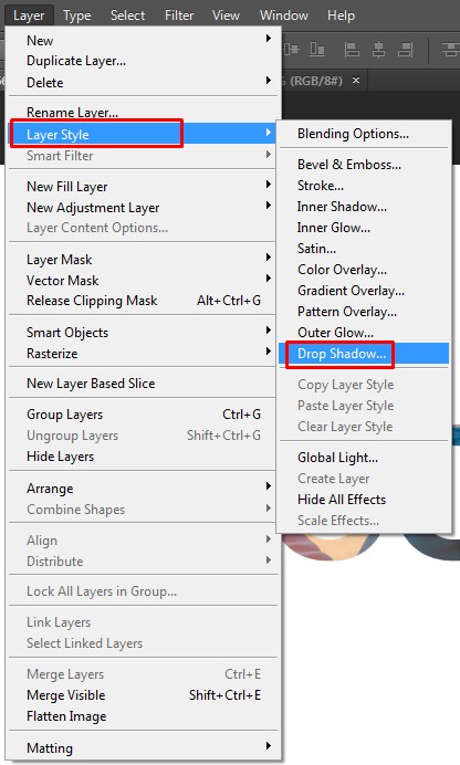 Selecting Drop Shadow from Layer