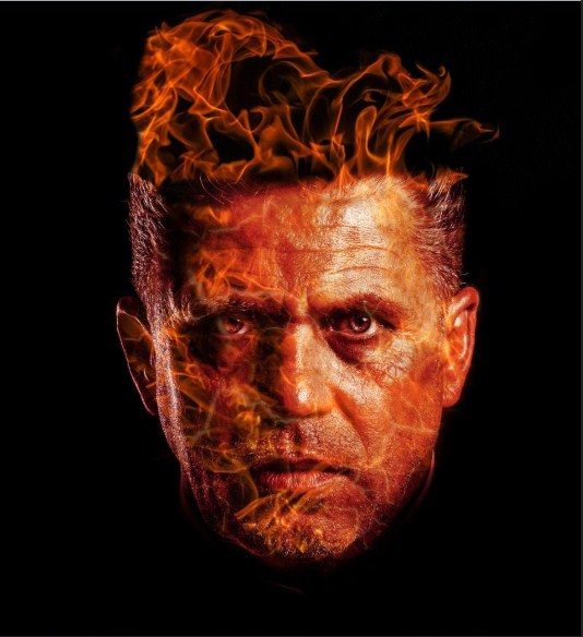 A man Face Burning in Fire effect