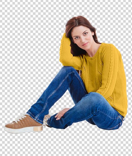 woman in yellow sweatshirt with Color Matching effect