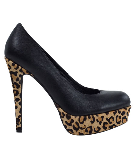 black woman leather shoes with animal print heels
