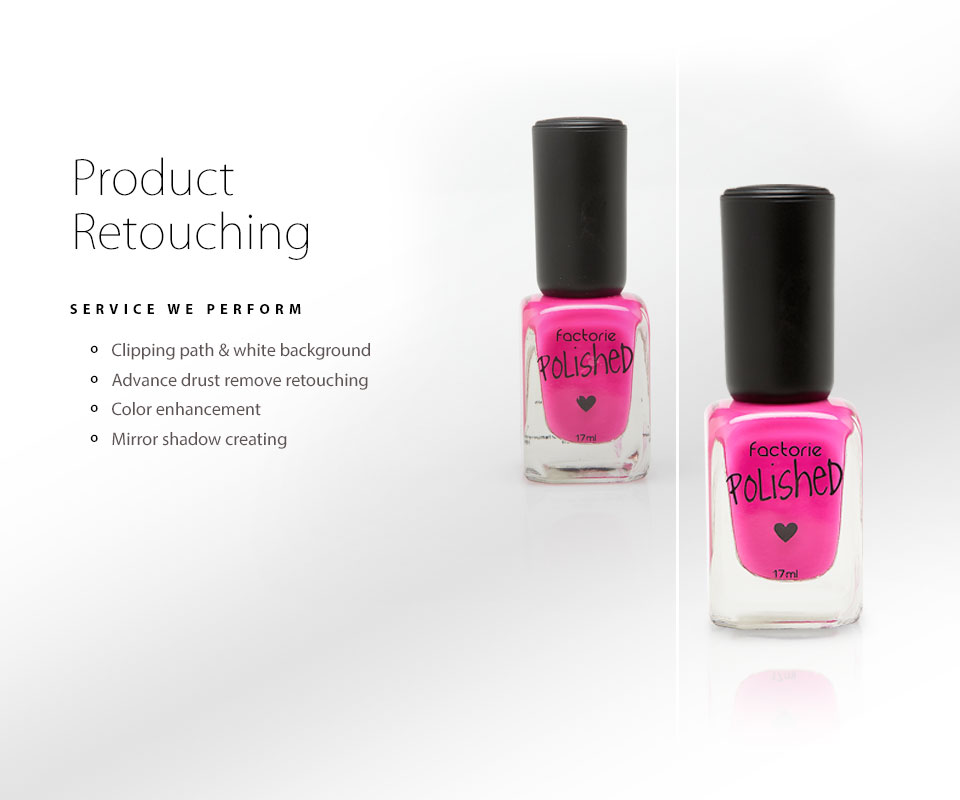 pink nail polish bottle with product retouch