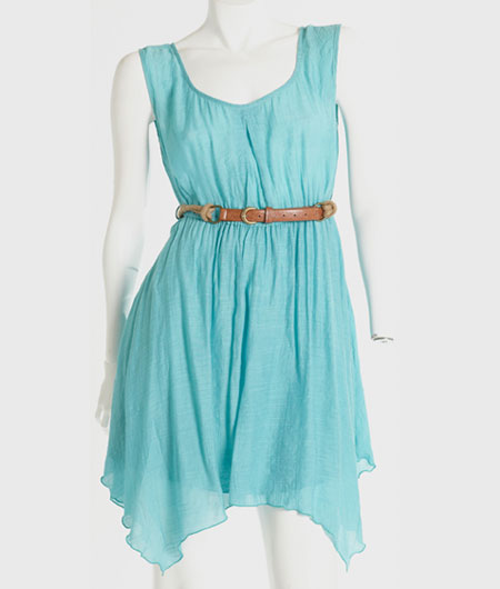 turquoise dress on mannequin