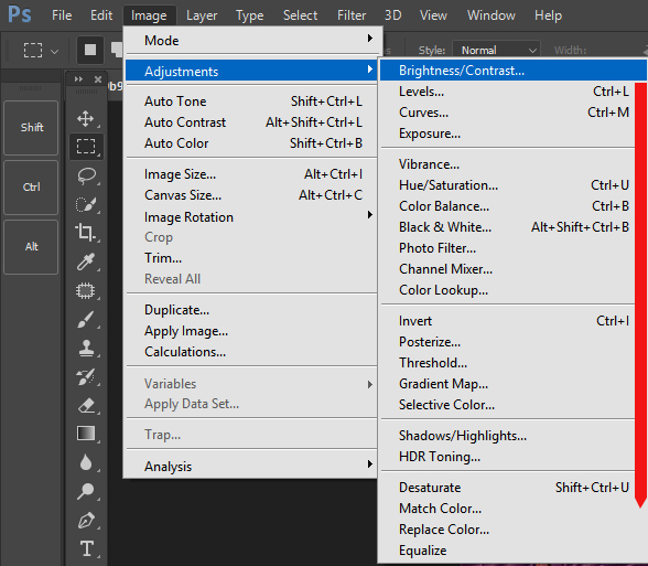 Selecting Image - Adjustment to change the image effect