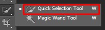 Selecting Quick Selection Tool from Photoshop