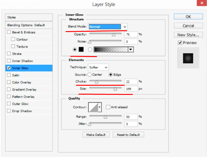 Changing the settings of Layer Style on Photoshop