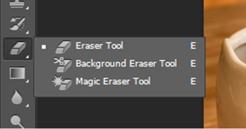 Eraser Tool is selected in photoshop