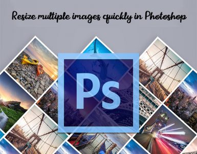 Resize multiple images quickly in Photoshop, large image with Photoshop symbol is drawn