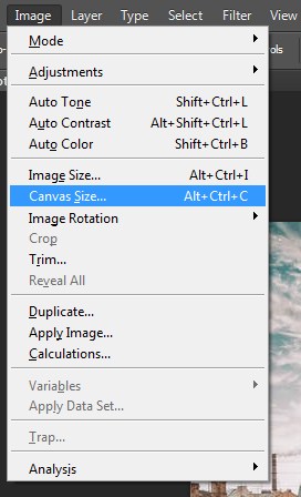 Selecting Canvas Size in Photoshop