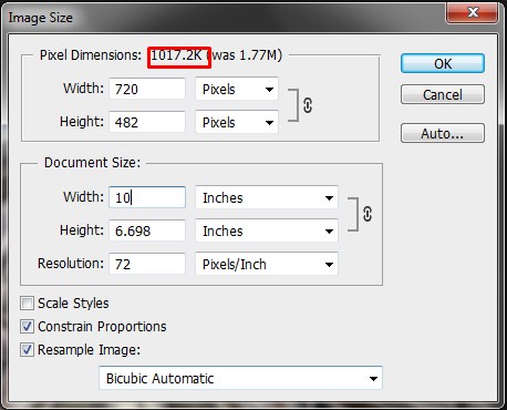 Resampling is turned on and the image size decreases in Photoshop