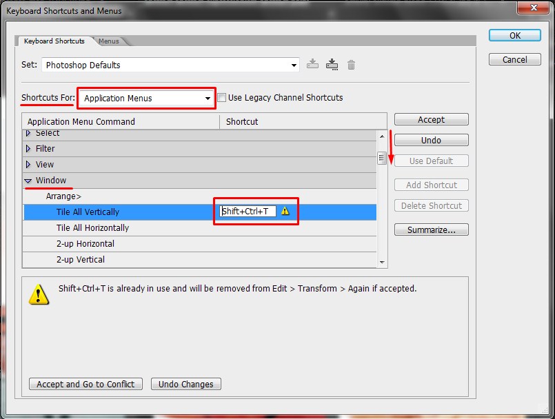 5. tweaking Keyboard shortcuts and Menus in Photoshop