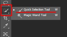 Selecting Quick Selection Tool in Photoshop