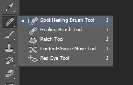 Selecting Spot Healing Brush Tool in Photoshop