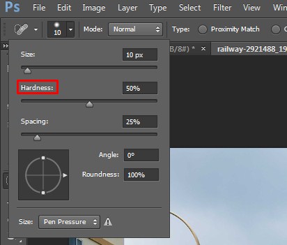 Reduce the Hardness of the Brush in Photoshop