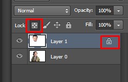 Click on the Lock icon in Photoshop